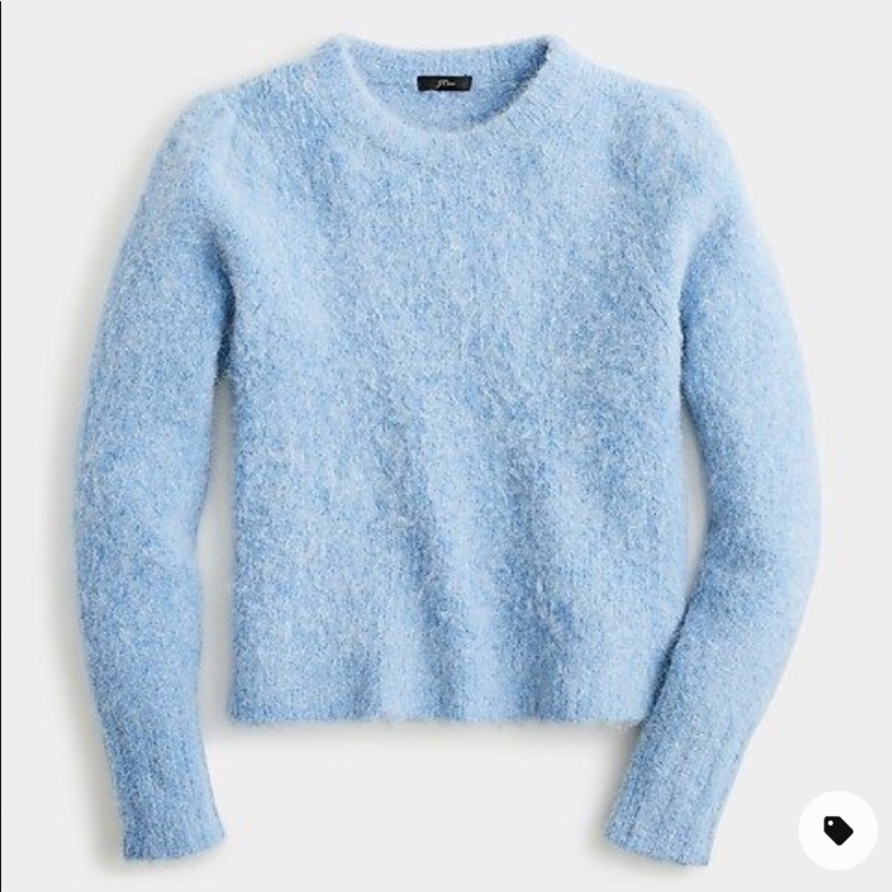 J. Crew Light Blue Puff Sleeve Fuzzy Crewneck Sweater XS